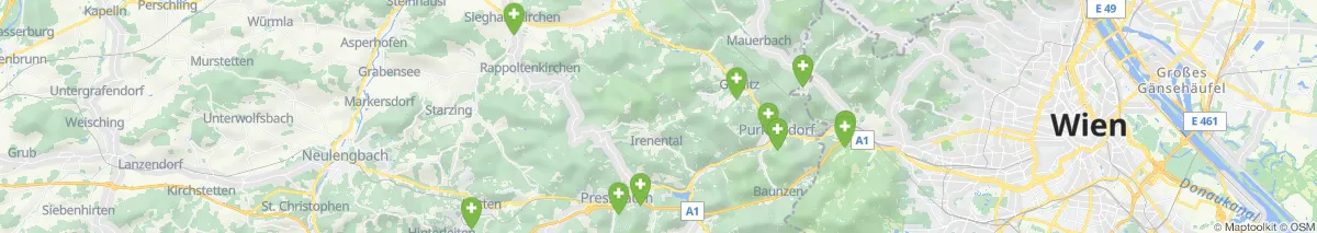 Kartenansicht für Apotheken-Notdienste in der Nähe von Tullnerbach (Gemeinde, Niederösterreich) (520)